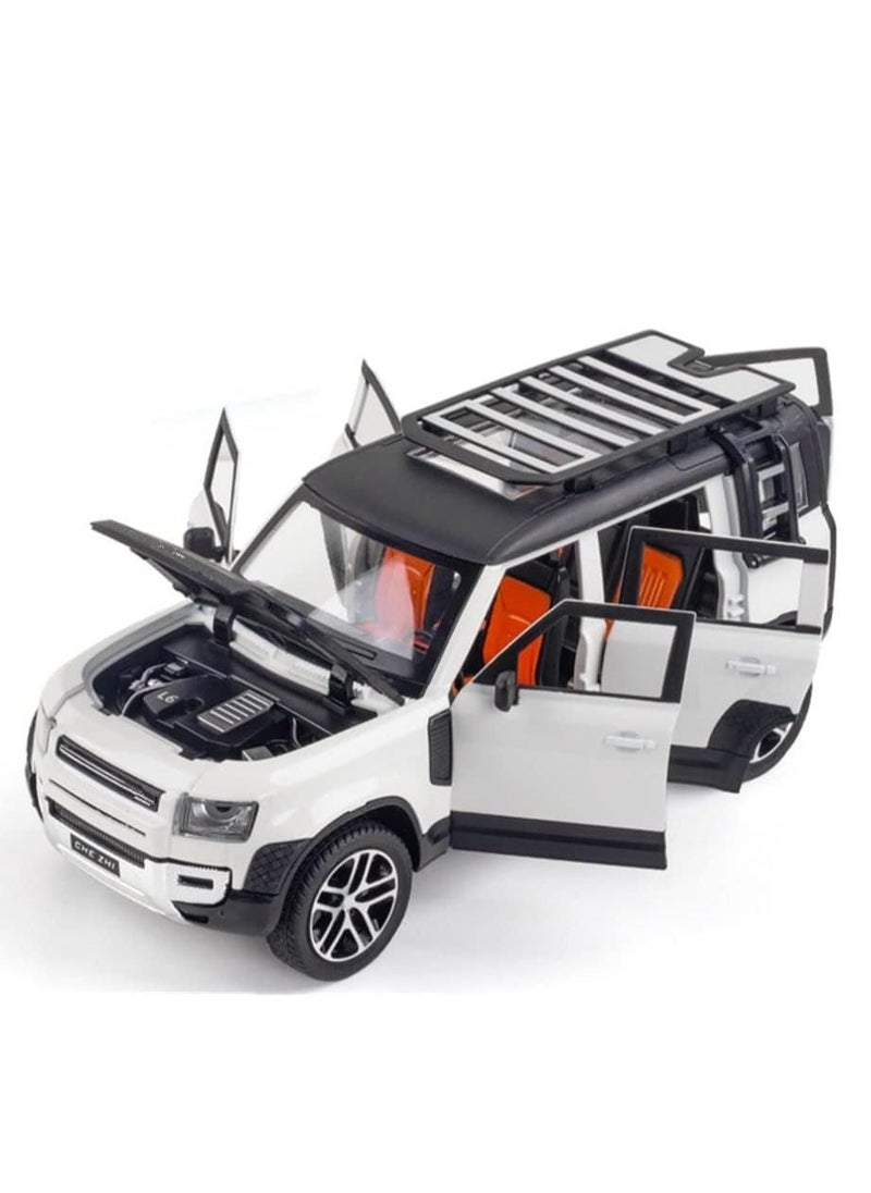 FUSIONPULSE 1:24 Scale Land Rover Defender Toy Cars, Diecast Model Luxury Metal Car Collection, Zinc Alloy Pull Back with Front and Back Lights and Sound, Open Doors  - Image 2