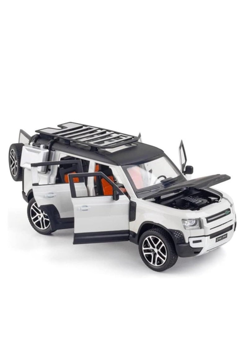 FUSIONPULSE 1:24 Scale Land Rover Defender Toy Cars, Diecast Model Luxury Metal Car Collection, Zinc Alloy Pull Back with Front and Back Lights and Sound, Open Doors  - Image 4