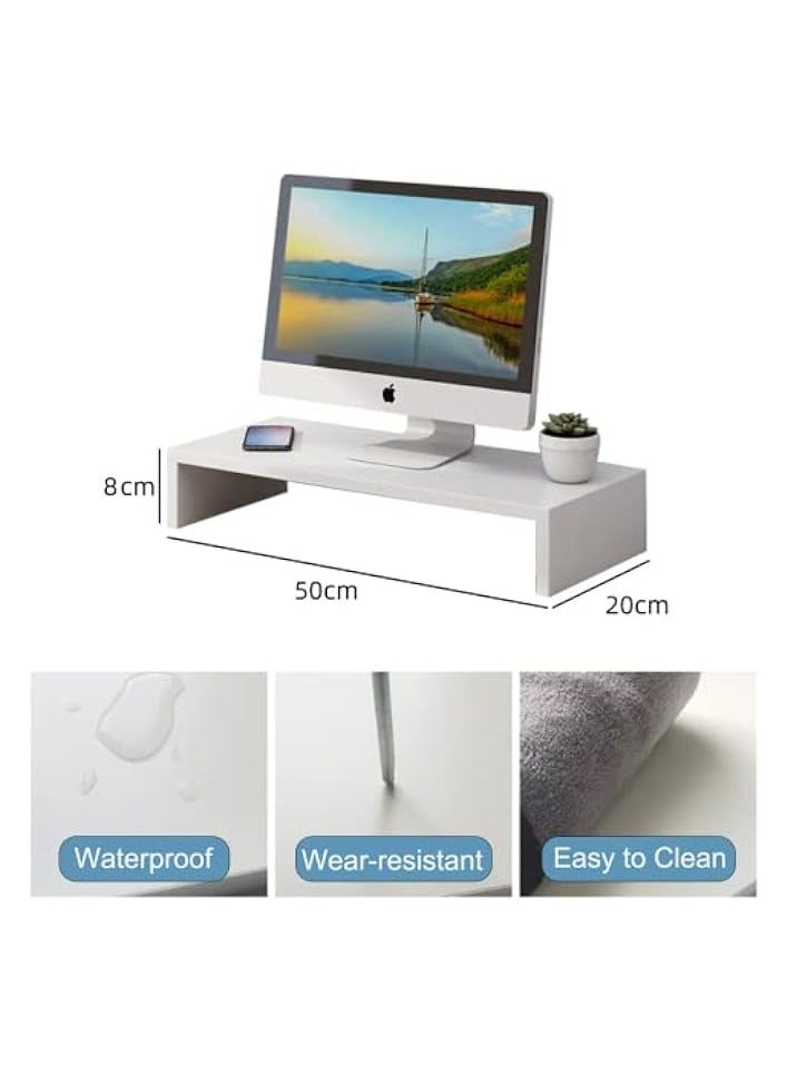 PROMASS Monitor Stand Riser, ikeoat Desk Organizer for Laptop Computer, Wood Monitor Stand for Printer, PC, Save Space Laptop Stand Desk for Home and Office Use, White - Image 3