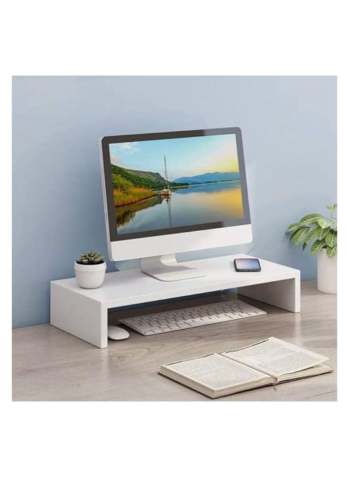 PROMASS Monitor Stand Riser, ikeoat Desk Organizer for Laptop Computer, Wood Monitor Stand for Printer, PC, Save Space Laptop Stand Desk for Home and Office Use, White - Image 5