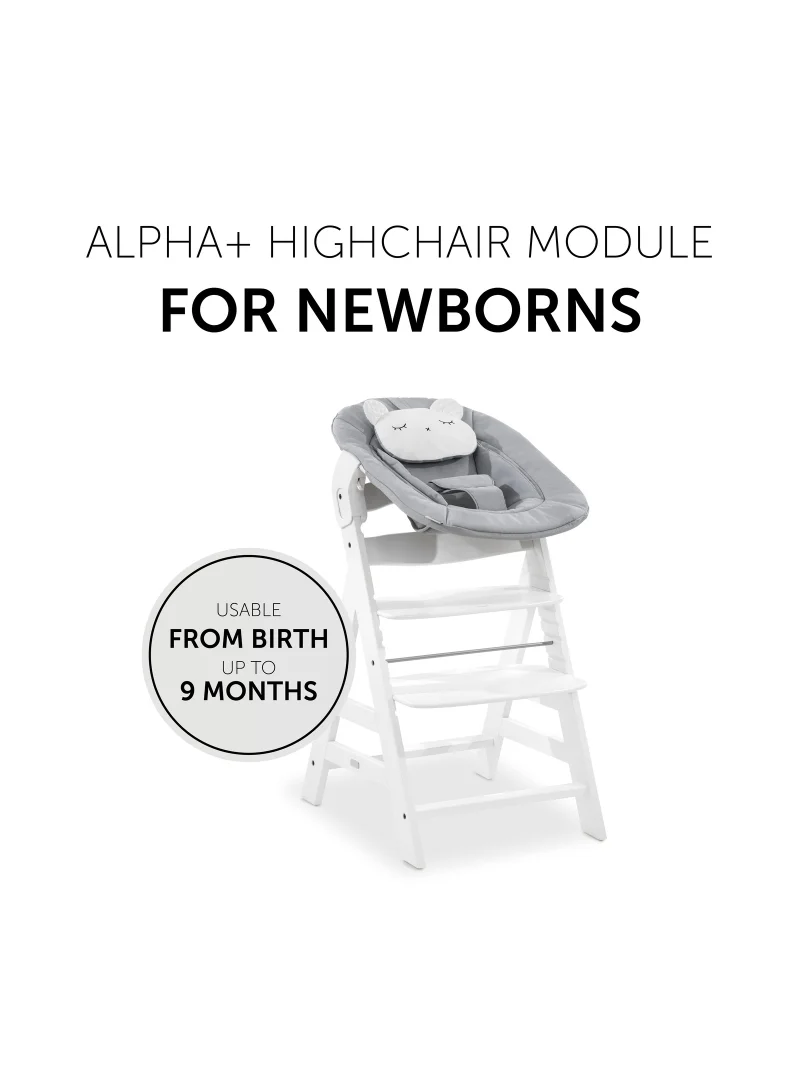 hauck Alpha Bouncer 661833 Baby Rocker High Chair Attachment 2 In 1 Can Be Used From Birth With Cushion And Compatible With Wooden High Chair Alpha + And Beta + Pastel Bear - Grey