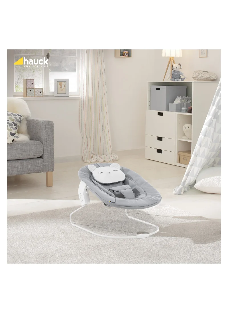 هوك Alpha Bouncer 661833 Baby Rocker High Chair Attachment 2 In 1 Can Be Used From Birth With Cushion And Compatible With Wooden High Chair Alpha + And Beta + Pastel Bear - Grey