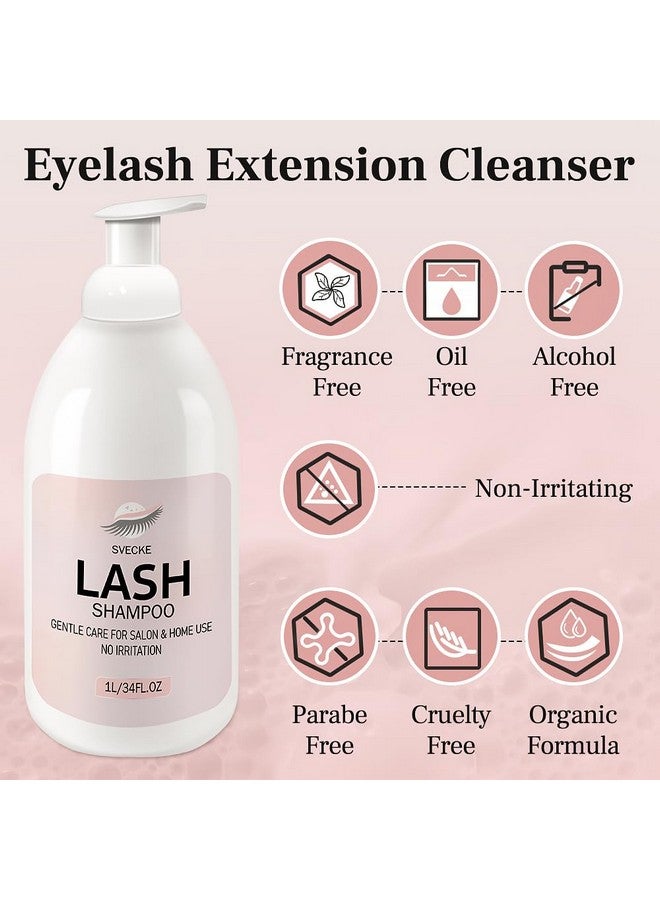 SVECKE Lash Shampoo 34 fl.oz/1 L, Eyelash Shampoo for Lash Extension, Eyelash Extension Cleanser, Lash Eyelid Foam Cleaning Kit for Salon Use and Home Use - Image 3