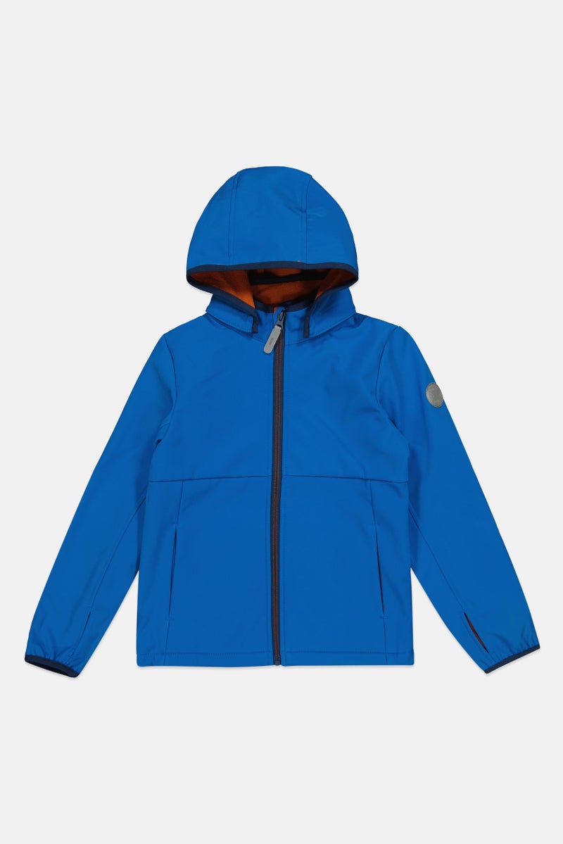 NAME IT Kids Boy Plain Soft Shell Jacket, Blue - Image 1
