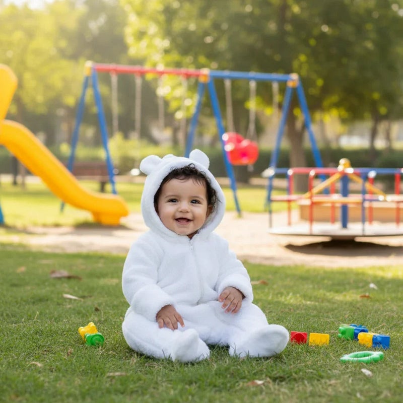 اوركيدز بذلة كاملة مبطنّة برأس لأطفال للاطفال – أبيض - Image 1