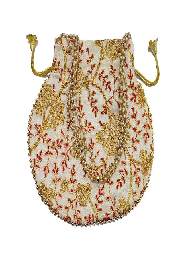 athizay Ethnic Potli Combo of 4 for Ladies Wedding Gifting Shagun (Beige, Golden) - Image 4