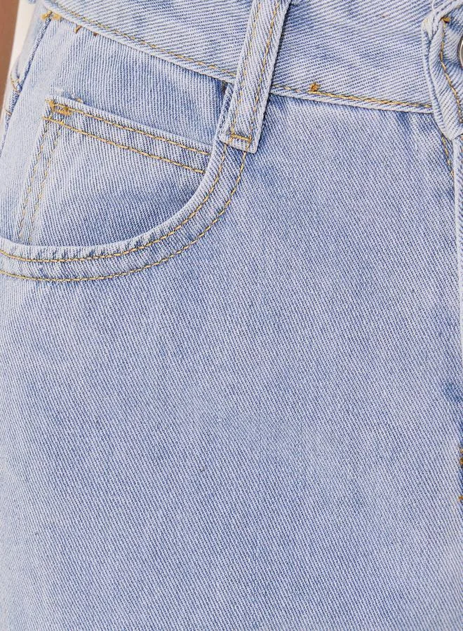 تايك تو Mid-Rise Straight Leg Faded Jeans