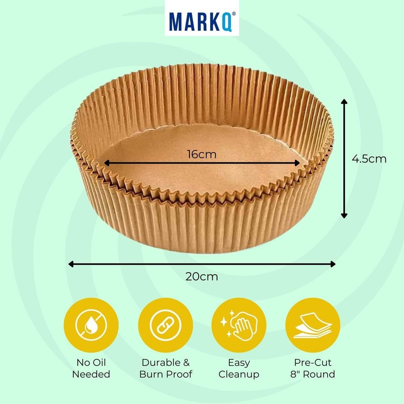 MARKQ ورق مقلاة الهواء القابل للاستخدام مرة واحدة - بطانات دائرية غير لاصقة، ورق خبز بدرجة غذائية لمقلاة الهواء، الفرن، الميكروويف، الطهي، الشواء، القلي، 16 سم، 100 ورقة - Image 2