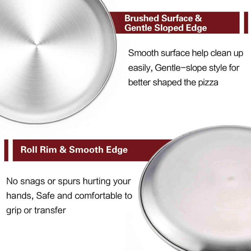 TeamFar Pizza Pan, 13.4 inch Stainless Steel Large Pizza Pan Tray Round Oven Baking Bakeware, Healthy & Heavy Duty, Oven & Dishwasher Safe - Image 3