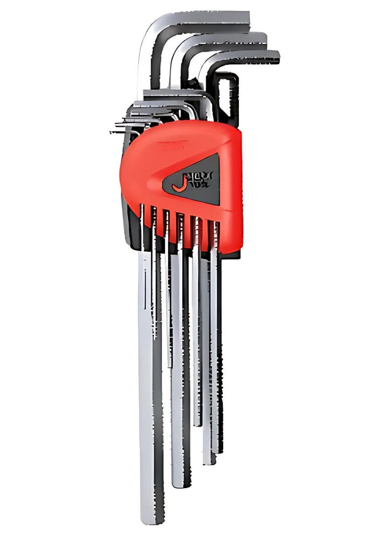 jetechtool مجموعة مفاتيح سداسية جتيك 9 قطع، مقياس، معالجة حرارية، تصميم L، مطلية مسطحة، فولاذ صناعي متقدم، صلابة عالية، كبيرة، مجموعة مفاتيح ألين من 1.5 مم إلى 10 مم - PL-C9 - Image 1