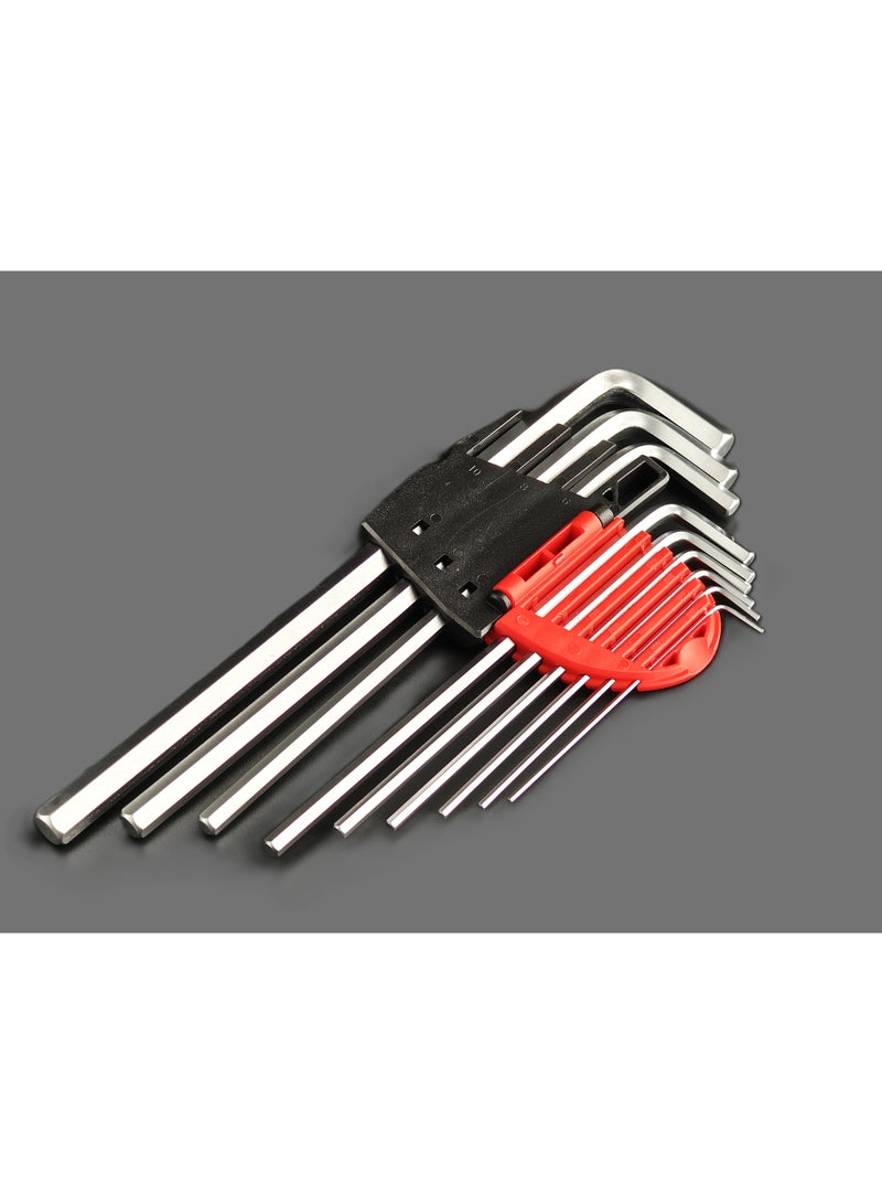 jetechtool مجموعة مفاتيح سداسية جتيك 9 قطع، مقياس، معالجة حرارية، تصميم L، مطلية مسطحة، فولاذ صناعي متقدم، صلابة عالية، كبيرة، مجموعة مفاتيح ألين من 1.5 مم إلى 10 مم - PL-C9 - Image 2