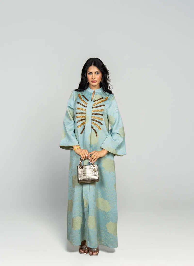 Bond Elegant Embroidered Light Green Kaftan