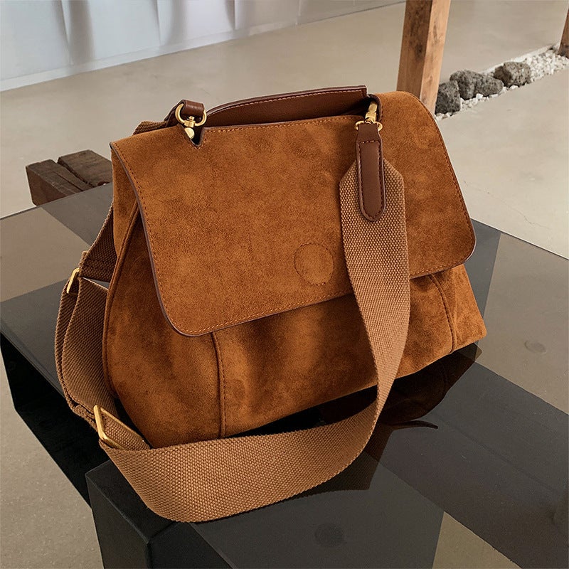 Retro Brown Fleece All-Match Bag Women'S Large Capacity Crossbody Bag Single Shoulder Bag Women'S Bag Large Bag Fashionable - Image 2