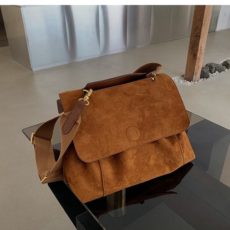 Retro Brown Fleece All-Match Bag Women'S Large Capacity Crossbody Bag Single Shoulder Bag Women'S Bag Large Bag Fashionable - Image 4