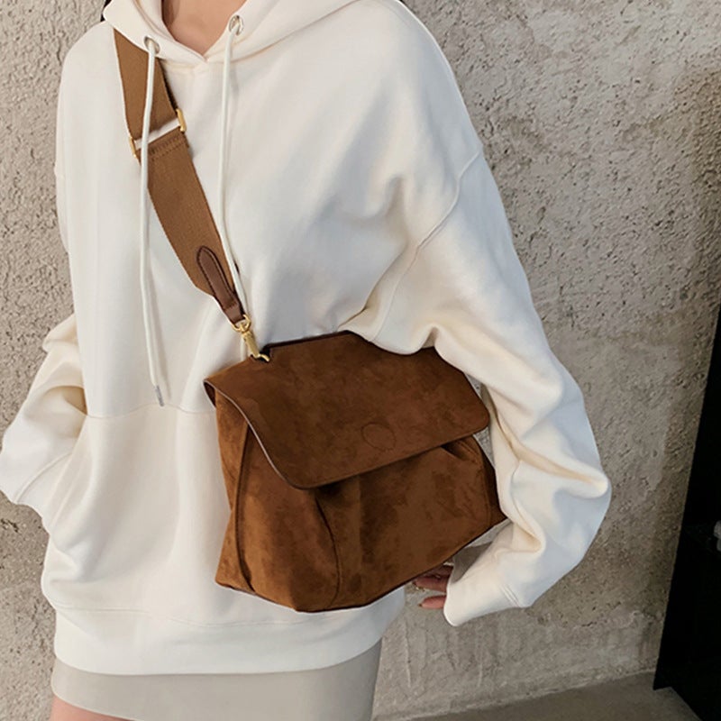 Retro Brown Fleece All-Match Bag Women'S Large Capacity Crossbody Bag Single Shoulder Bag Women'S Bag Large Bag Fashionable - Image 5