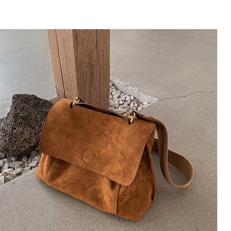 Retro Brown Fleece All-Match Bag Women'S Large Capacity Crossbody Bag Single Shoulder Bag Women'S Bag Large Bag Fashionable - Image 3