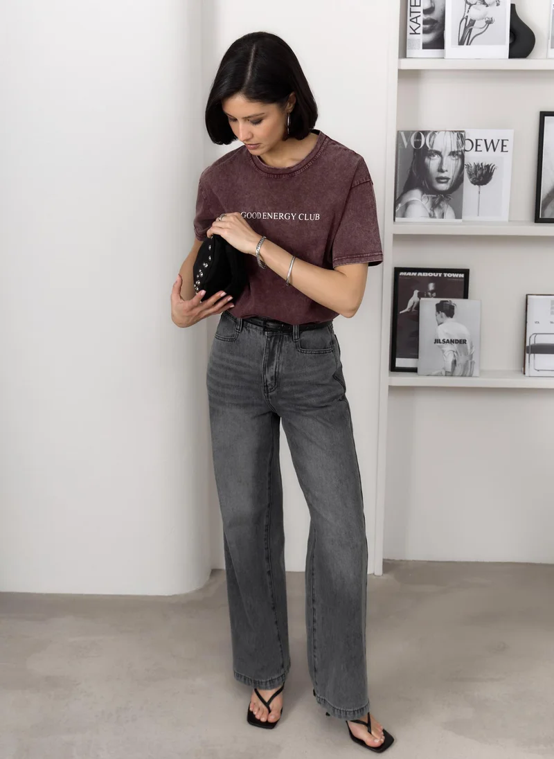 ليتشي تي شيرت فضفاض مع كتابة