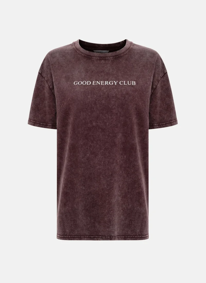 Lichi Loose T-shirt with scuffs and lettering