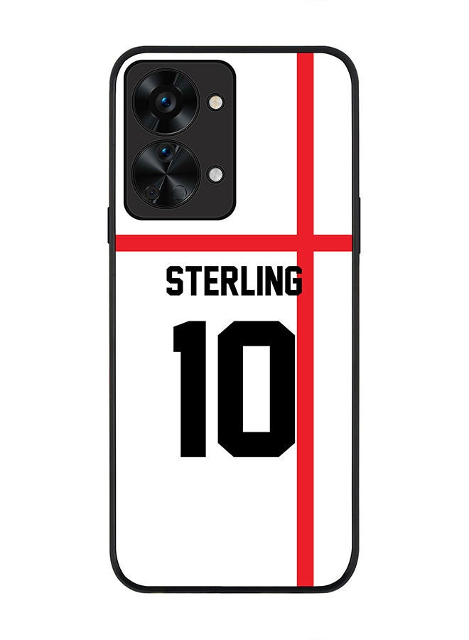 Stylizedd Rugged Black edge case for OnePlus Nord 2T Slim fit Soft Case Flexible Rubber Edges Anti Drop TPU Gel Thin Cover - Football Team - England Player Name - Sterling - Image 1