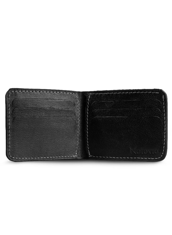 Genuine Leather Wallet Double Layer Wallet Men Purse with 8 Card Pockets Premium Design Men wallet for men slim by Motevia (Black)