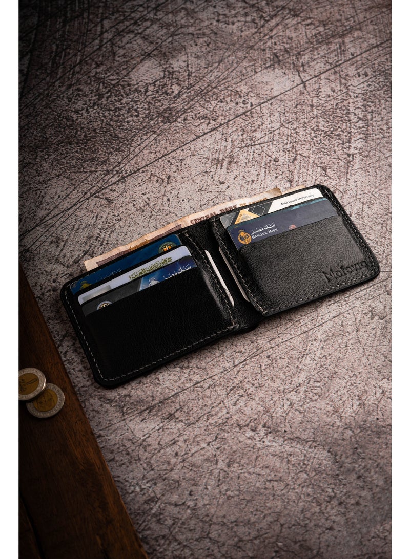 Motevia Genuine Leather Wallet Double Layer Wallet Men Purse with 8 Card Pockets Premium Design Men wallet for men slim by Motevia (Black)  - Image 5