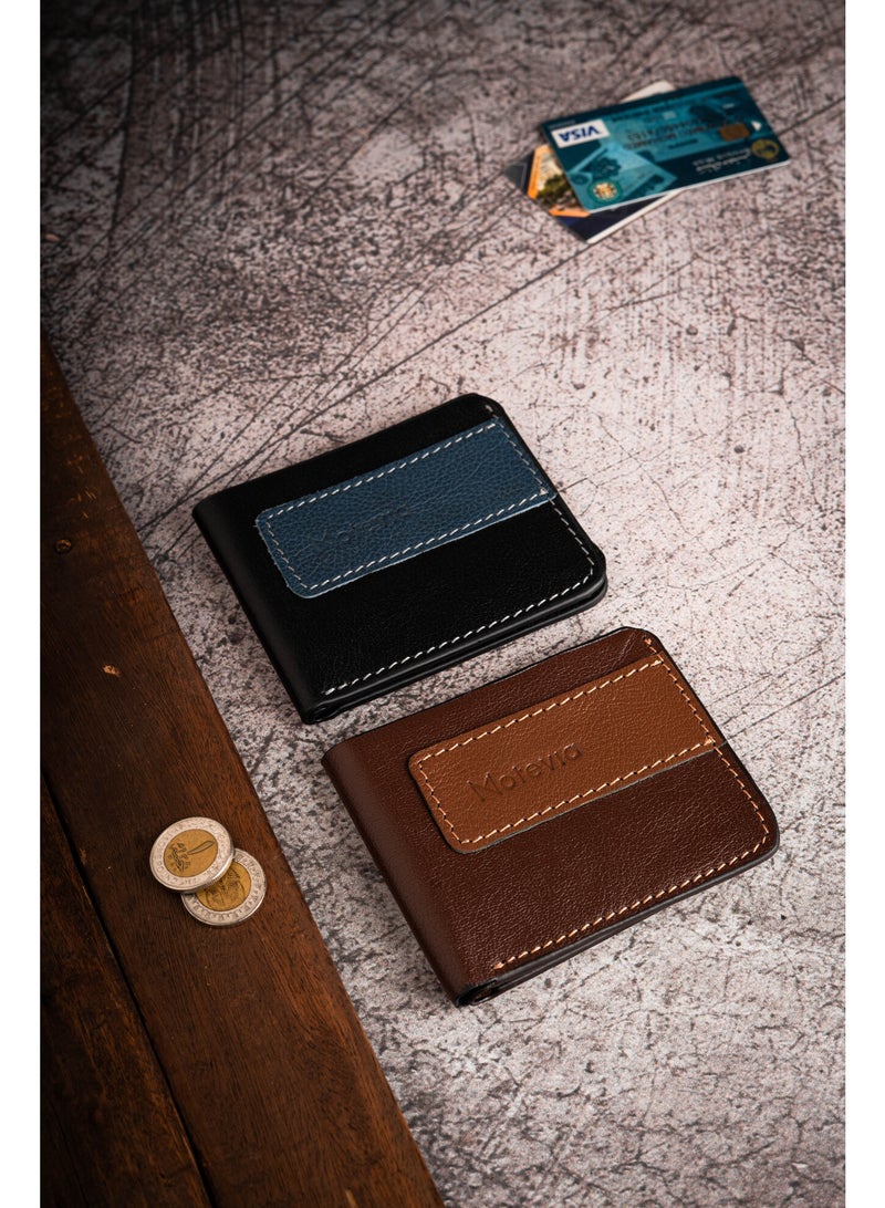 Motevia Genuine Leather Wallet Double Layer Wallet Men Purse with 8 Card Pockets Premium Design Men wallet for men slim by Motevia (Black)  - Image 4