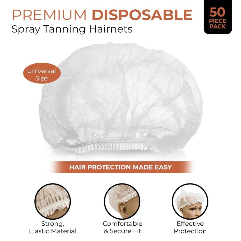 Existing Beauty Bronze Tan Hair Nets for Spray Tanning or Food Service - Spray Tanning Supplies - Essential for Sunless Tanning -Perfect for Salons and Home Use - Protects Hair from Spray Tan Solution - 50 Pack - Image 2