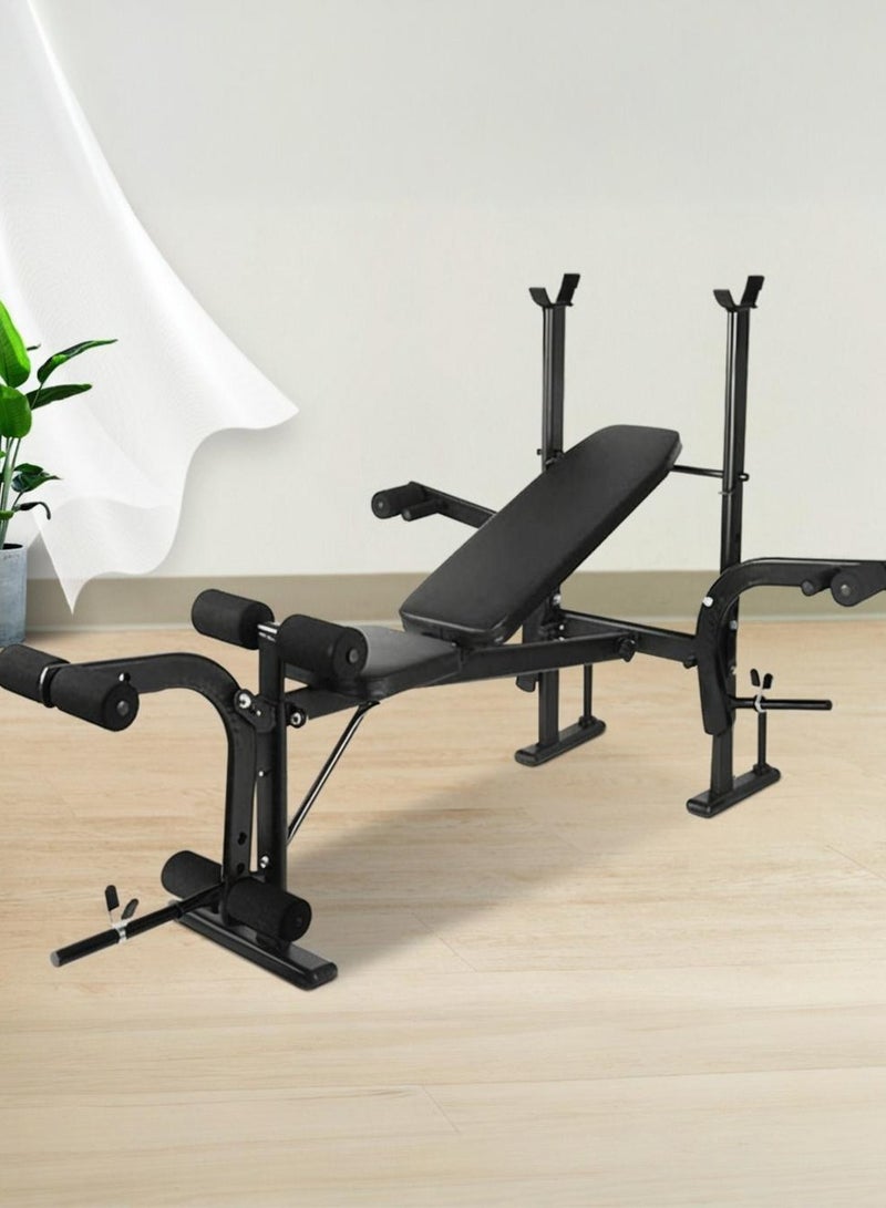 XiuWoo Standard Weight Bench Set with Squat Rack,Bench Press Set with Leg Developer and Cylindrical Foam Elbow Support, Weight Lifting Equipment for Home Gym Full-Body Workout - Image 1