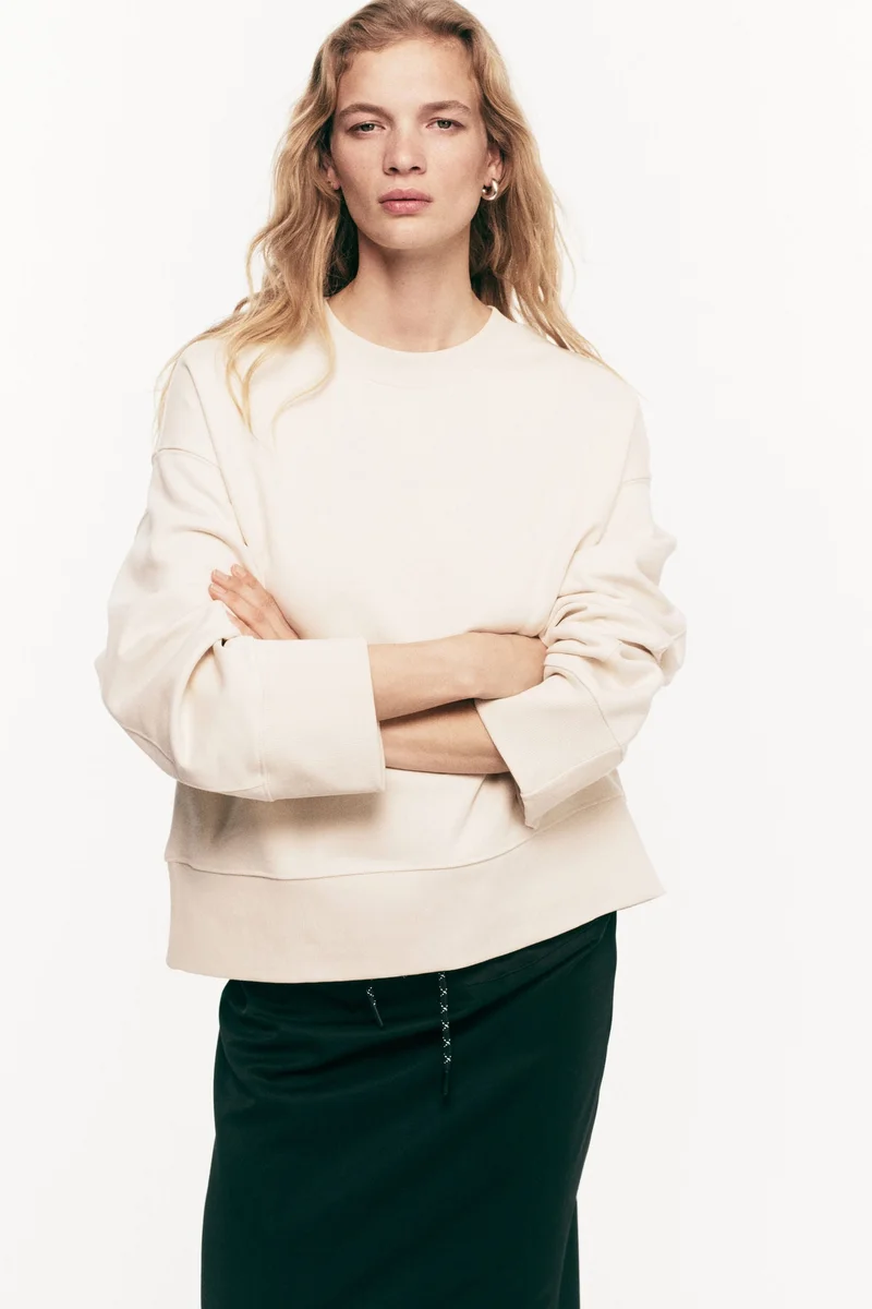 اتش اند ام سويت شيرت قطني بقصة واسعة