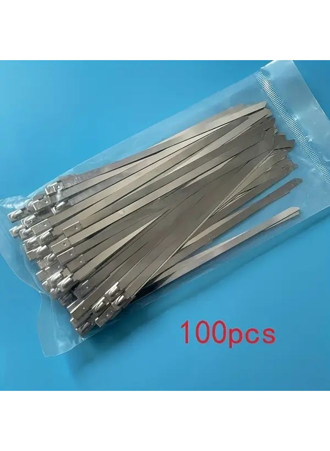 100pcs 150mm Stainless Steel Self Locking Heavy Duty Cable Ties for Outdoor Use - Image 1