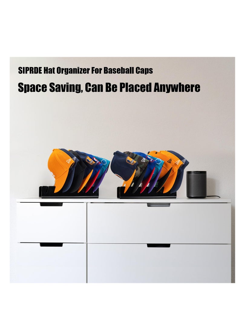 2 Pack Acrylic Baseball Cap Organizer, Holds 14 Caps, Stylish Space-Saving Hat Display Stand for Bedroom, Closet, Dresser - No Installation Required (Black)  - Image 3