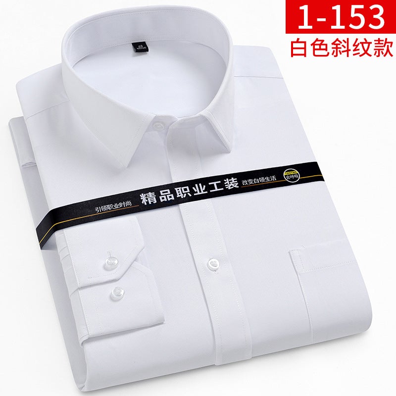Style Tooling Shirt Men'S Long-Sleeved Shirt Solid Color Non-Ironing Business Wear Tooling Embroidered Logo - Image 1