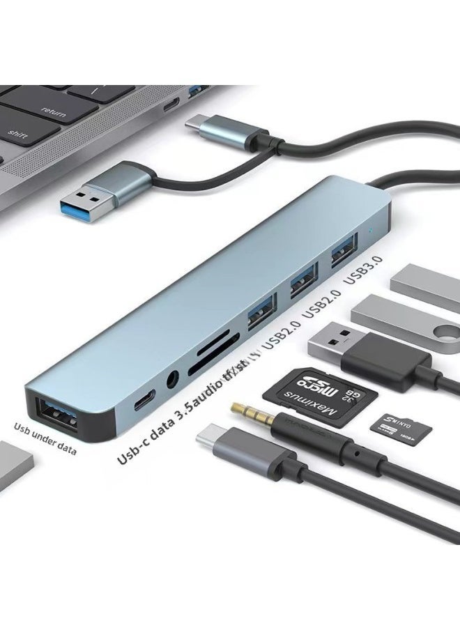 Eight-in-one Expansion Dock RJ45 Multifunctional Office Notebook 8in1SD TF Card Read Hub Data Transmission-Number Of Interfaces:Tc Gigabit Network Card  - Image 3