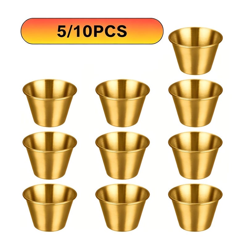10 Piece Stainless Steel Gold Sauce Set With Butter Dish Condiment Bowls - Image 1