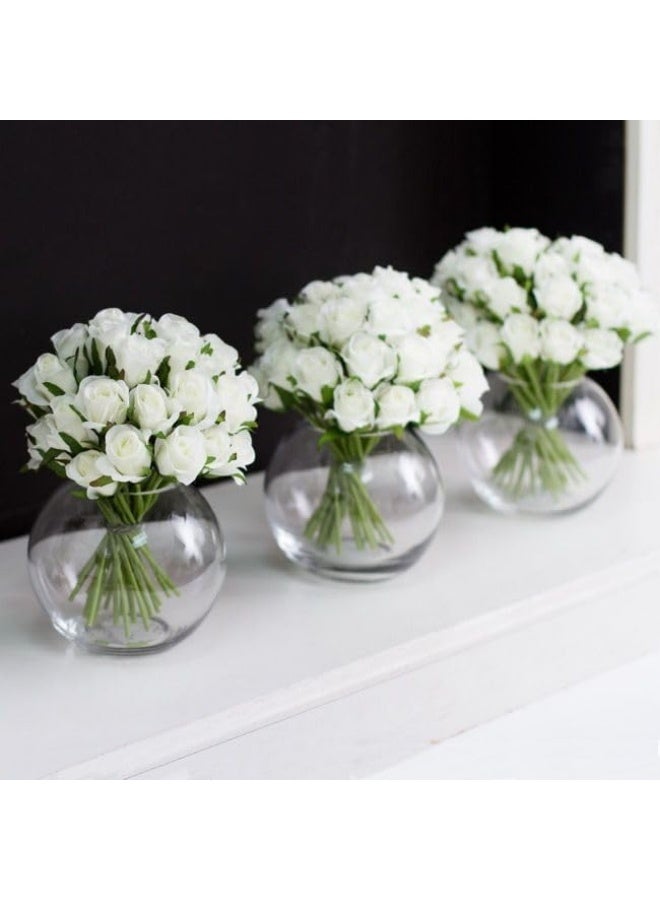 Glass Vase for Flowers, Set of 3, Clear Vase for Home Decoration, for Roses - Image 1
