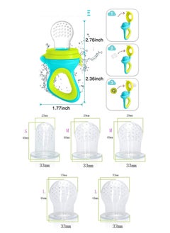 Bebiland 11Pcs Baby Food Feeder, 2 Silicone Baby Toothbrushes, 2 Pack Baby Fruit Feeder Pacifier Fresh Food Feeder with 6 Sizes Silicone Pouches, 1 Baby Feeding Spoons for Toddlers Infant,Green  - Image 2