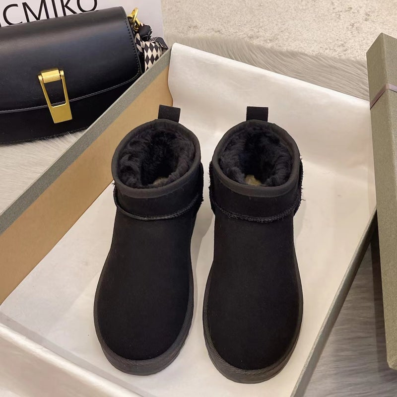 Plus Size Winter Snow Boots Mens Womens Warm Cotton Black 