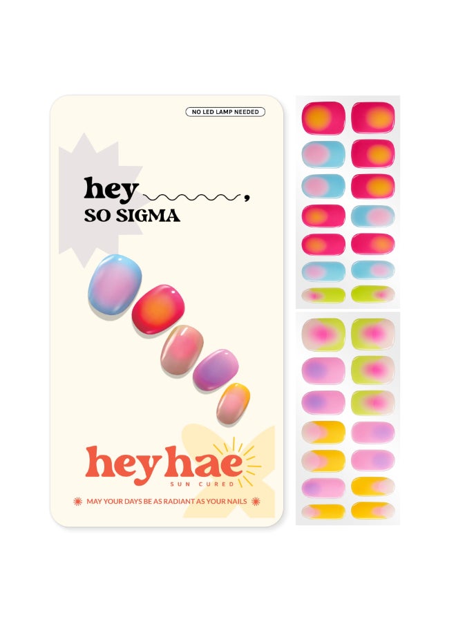 Heyhae Semi Cured Gel Nail Strips No LED Lamp Needed Spring Marble Pink Easy Apply Remove Salon Quality Includes 28 Strips 1 Prep Pads Nail File Wooden Stick Hey So Sigma - Image 2
