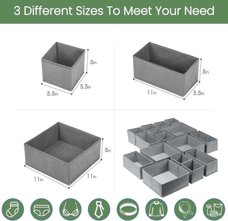 FunBlast FunBlast Drawer Divider Set of 8 Adjustable Drawer Dividers Drawer Organizer Drawer Organizer Closet Storage for Bra Lingerie Panties Socks Briefs Ties Separators for Wardrobes Grey - Image 3
