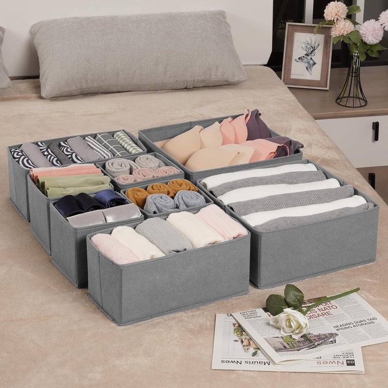 FunBlast FunBlast Drawer Divider Set of 8 Adjustable Drawer Dividers Drawer Organizer Drawer Organizer Closet Storage for Bra Lingerie Panties Socks Briefs Ties Separators for Wardrobes Grey - Image 4