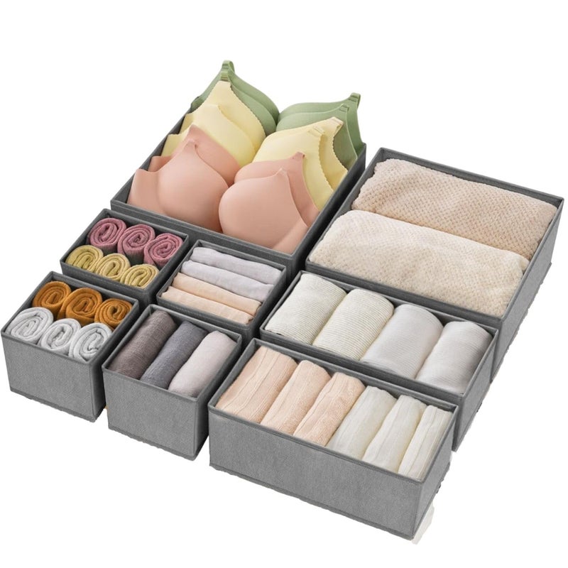 FunBlast FunBlast Drawer Divider Set of 8 Adjustable Drawer Dividers Drawer Organizer Drawer Organizer Closet Storage for Bra Lingerie Panties Socks Briefs Ties Separators for Wardrobes Grey - Image 1