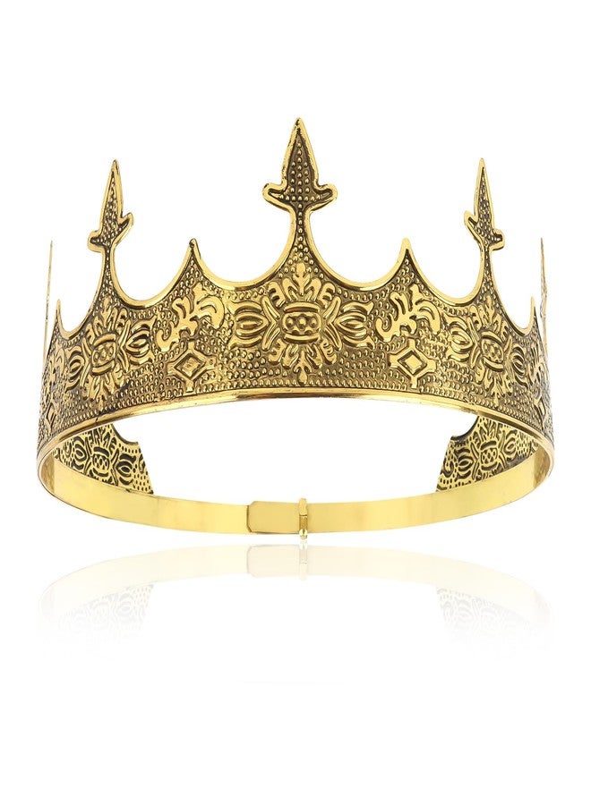 CIEHER King Crown for Men - Baroque Royal Crown (Adjustable Size) Prom Prince Tiara Evil for Birthday Halloween Cosplay Party Decorations, Alexander - Ancient Gold - Image 1