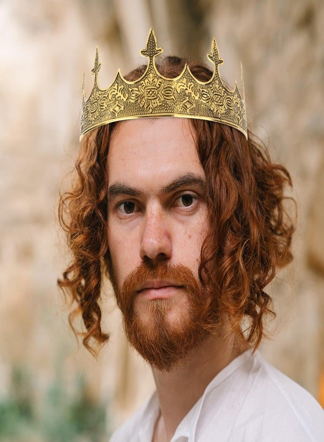 CIEHER King Crown for Men - Baroque Royal Crown (Adjustable Size) Prom Prince Tiara Evil for Birthday Halloween Cosplay Party Decorations, Alexander - Ancient Gold - Image 5