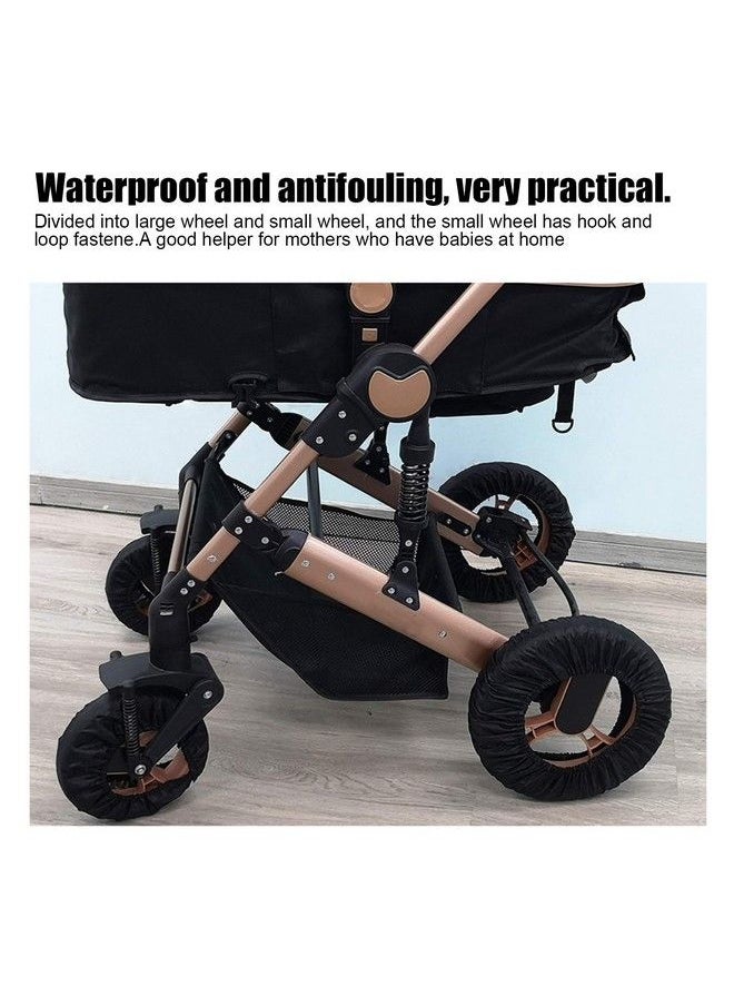 Hztyyier - 4 Pcs/Set Stroller Wheel Protection Covers Black Wheelchair Tire Protector For Child Kid Baby Stroller Jogger Wheels Protection Covers(L) - Image 1