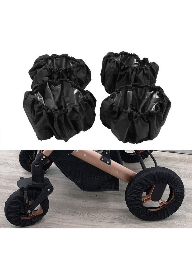 Hztyyier - 4 Pcs/Set Stroller Wheel Protection Covers Black Wheelchair Tire Protector For Child Kid Baby Stroller Jogger Wheels Protection Covers(L) - Image 1