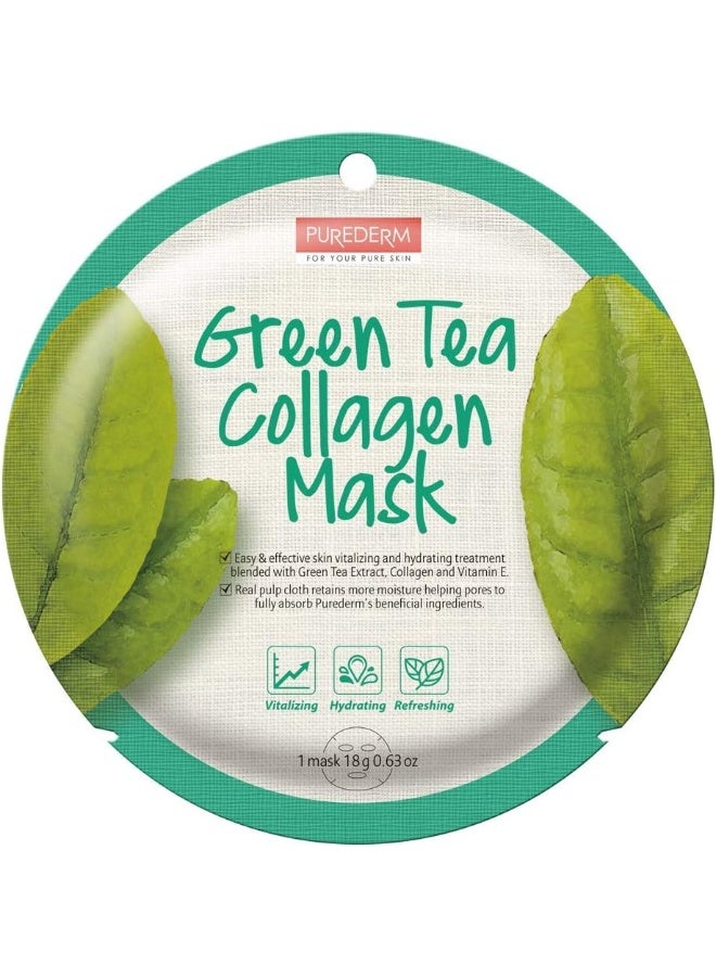 Purederm قناع ورقة الكولاجين بالشاي الأخضر - 1 قطعة - Image 2