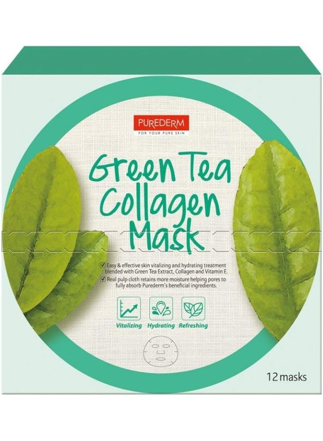 Purederm قناع ورقة الكولاجين بالشاي الأخضر - 1 قطعة - Image 1