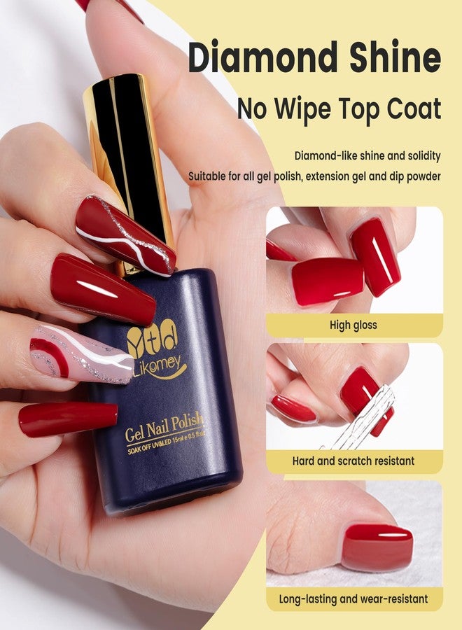 YTD Likomey Gel Nail Polish Base and Top Coat Set,2 Pcs 15ml Shine Gloss Nail Gel No Wipe Top Coat and Base Coat Kit - Image 3