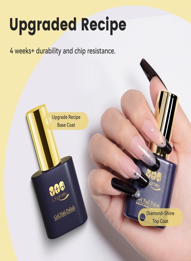 YTD Likomey Gel Nail Polish Base and Top Coat Set,2 Pcs 15ml Shine Gloss Nail Gel No Wipe Top Coat and Base Coat Kit - Image 5