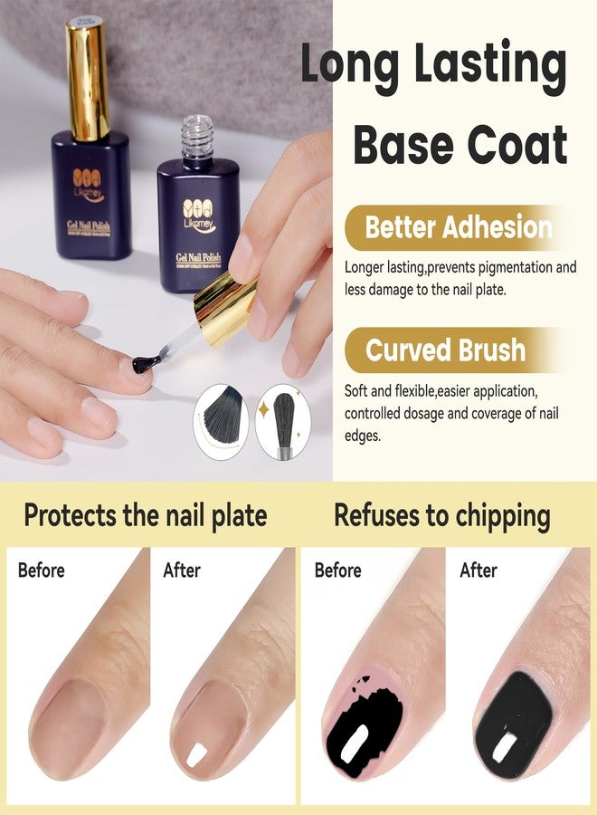 YTD Likomey Gel Nail Polish Base and Top Coat Set,2 Pcs 15ml Shine Gloss Nail Gel No Wipe Top Coat and Base Coat Kit - Image 2